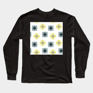 Yellow Blue Mandala Pattern Long Sleeve T-Shirt